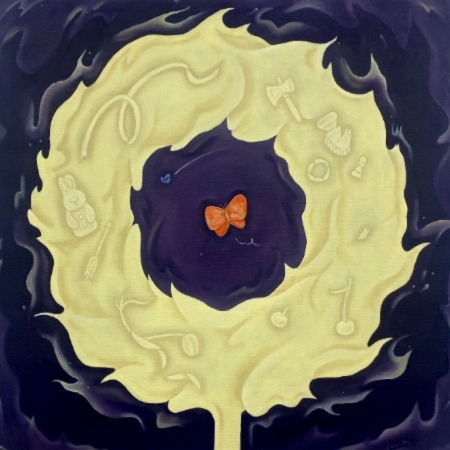 imuraartgallery_KannaTakase_butterfly through the ring of fire_2022_Oil on canvas_65.2x65.2_sold